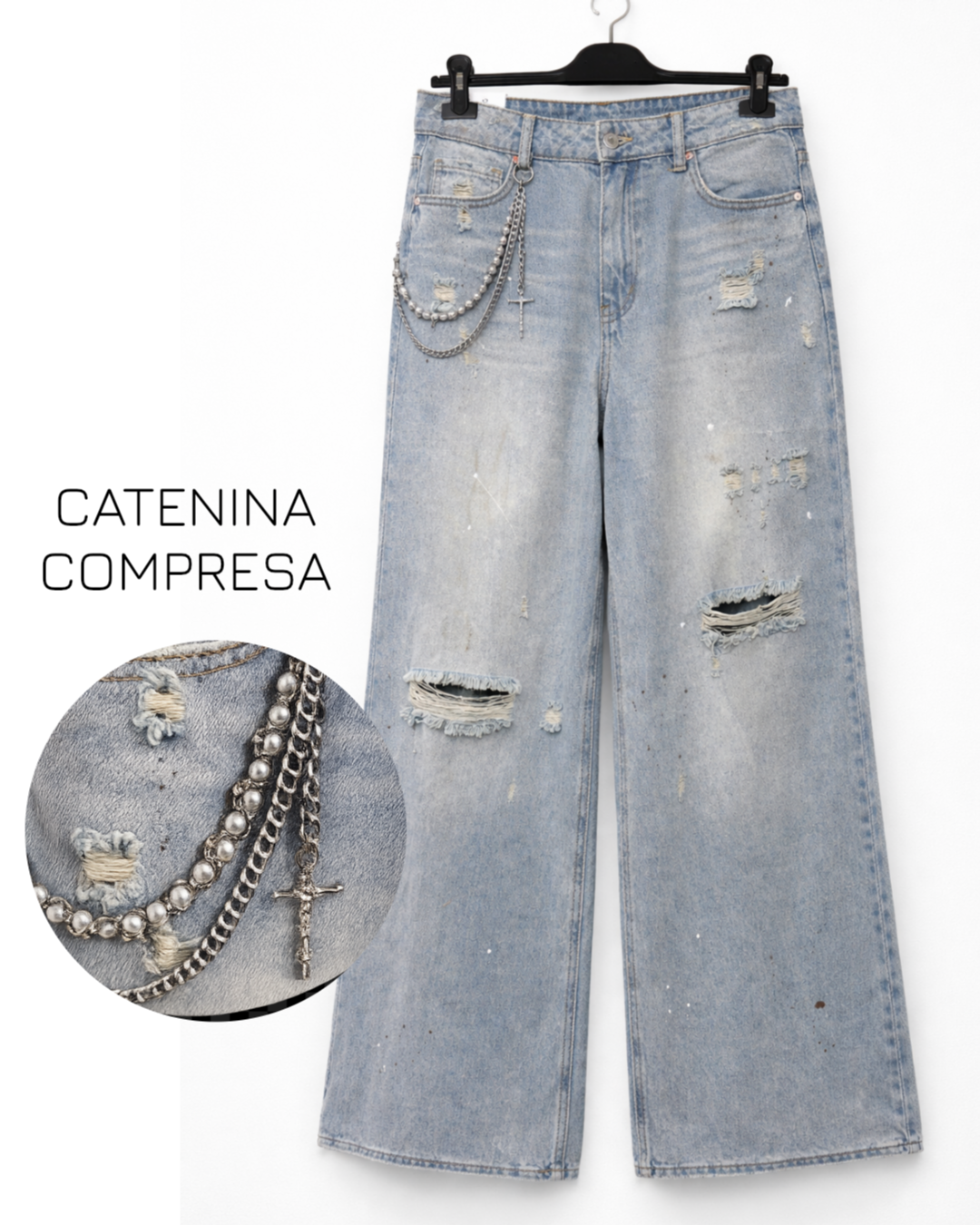 Jeans con catenina micropittura