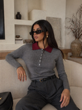 Polo Knit con Colletto a Contrasto