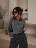 Polo Knit con Colletto a Contrasto