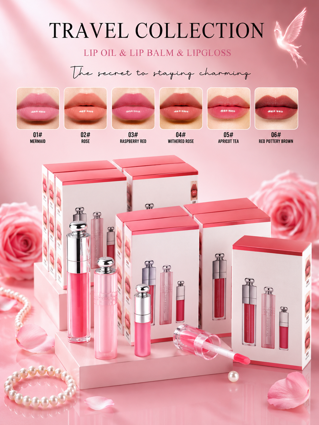 Travel Kiss Set – Lip Oil, Lip Balm & Lip Gloss 3 in 1