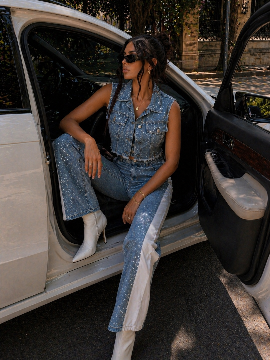 Completo denim con brillantini