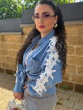 Camicia in denim con perle