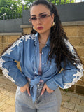 Camicia in denim con perle