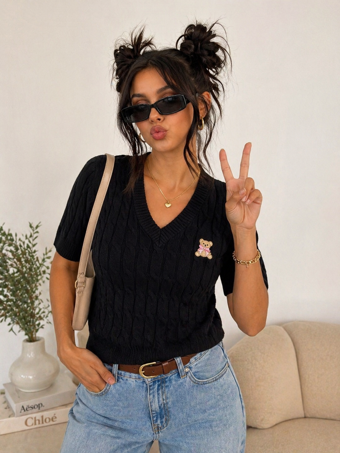 Maglia Teddy a trecce