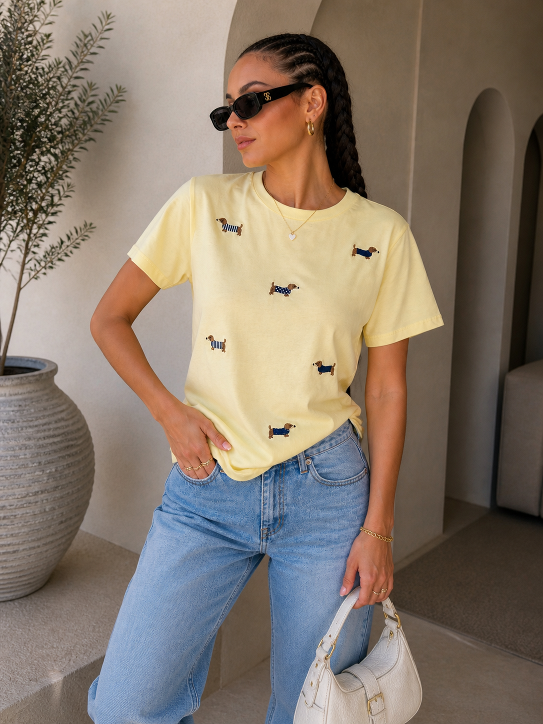 T-shirt Doggy Chic Ricamo Mini