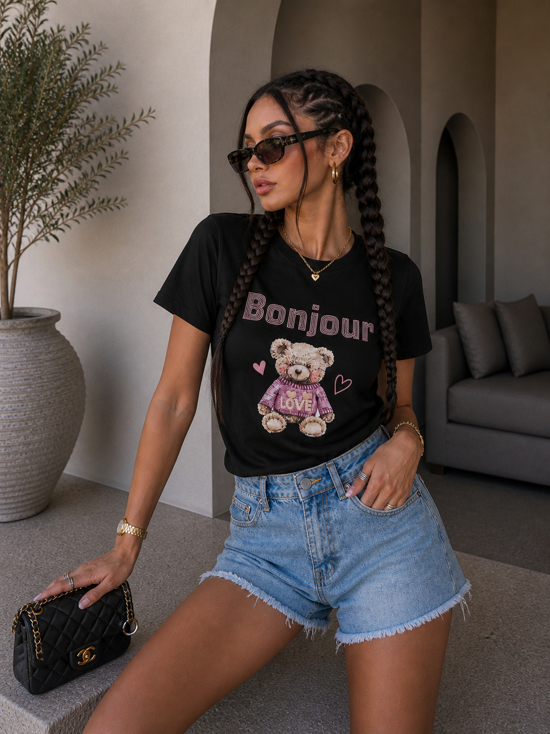 T-shirt Bonjour Teddy Love