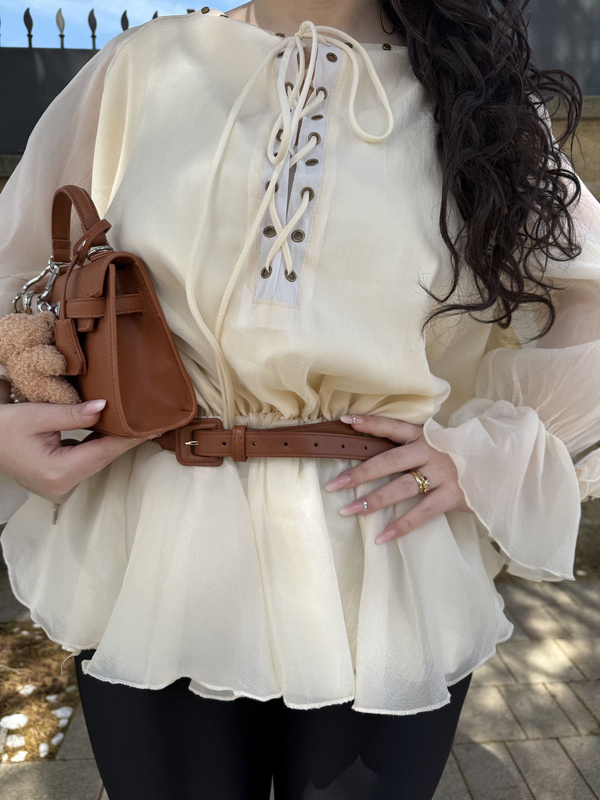 Cintura Camel con catena oro