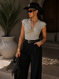 Top Righe Glam con Fibbia Gioiello