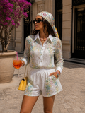 Completo Floral Ricamato Short e Camicia