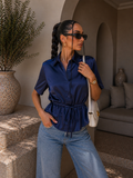 Camicia in raso Chic con Cinturina vari colori