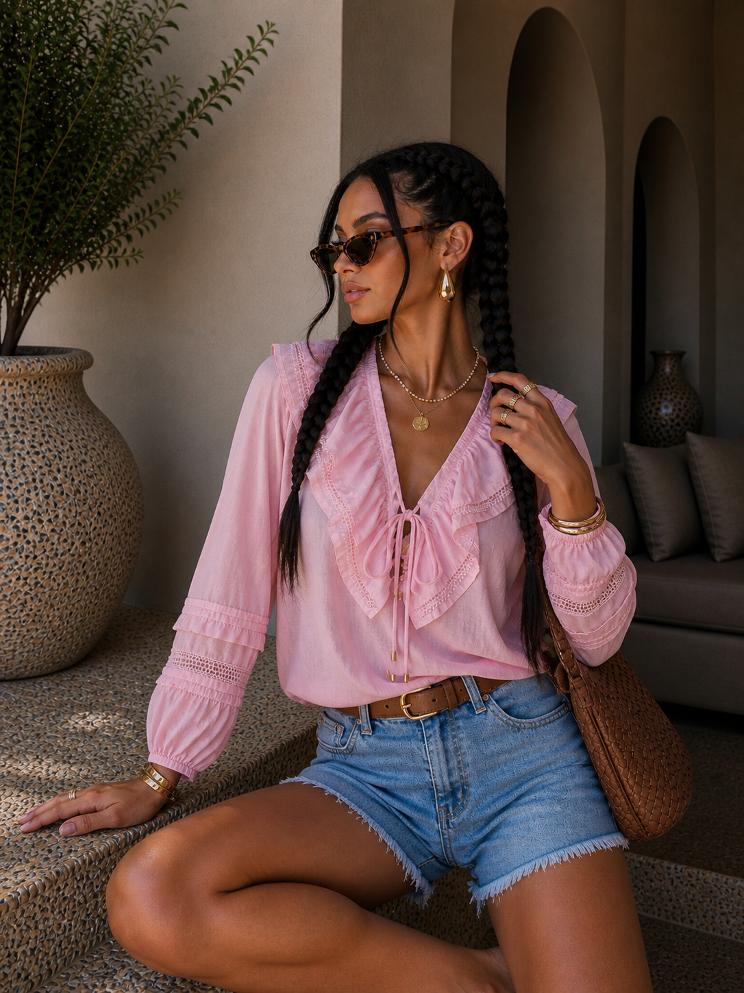 Blusa Lace Soft con Inserti in Pizzo