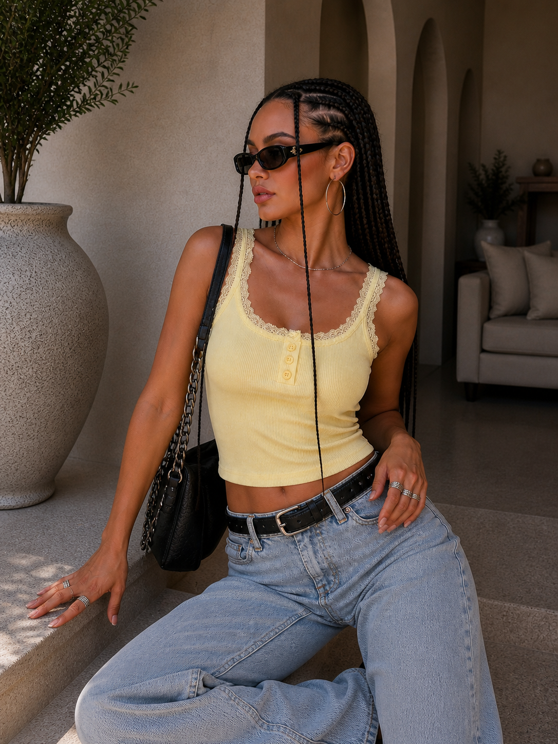 Top Lace Basic con bottoncini