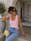 Top smanicato a zig zag con pizzo