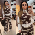 Completo top e pantalone cow print