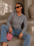 Felpa Cropped con zip e cappuccio