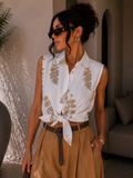 Camicia boho con fiocco e ricami