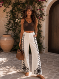 Completo Camicia pantaloni con ricami bianca