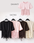 T-Shirt Corsetto con coppe in Pizzo con lacci posteriori