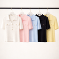 Polo Knit Chic con Bottoni Gioiello