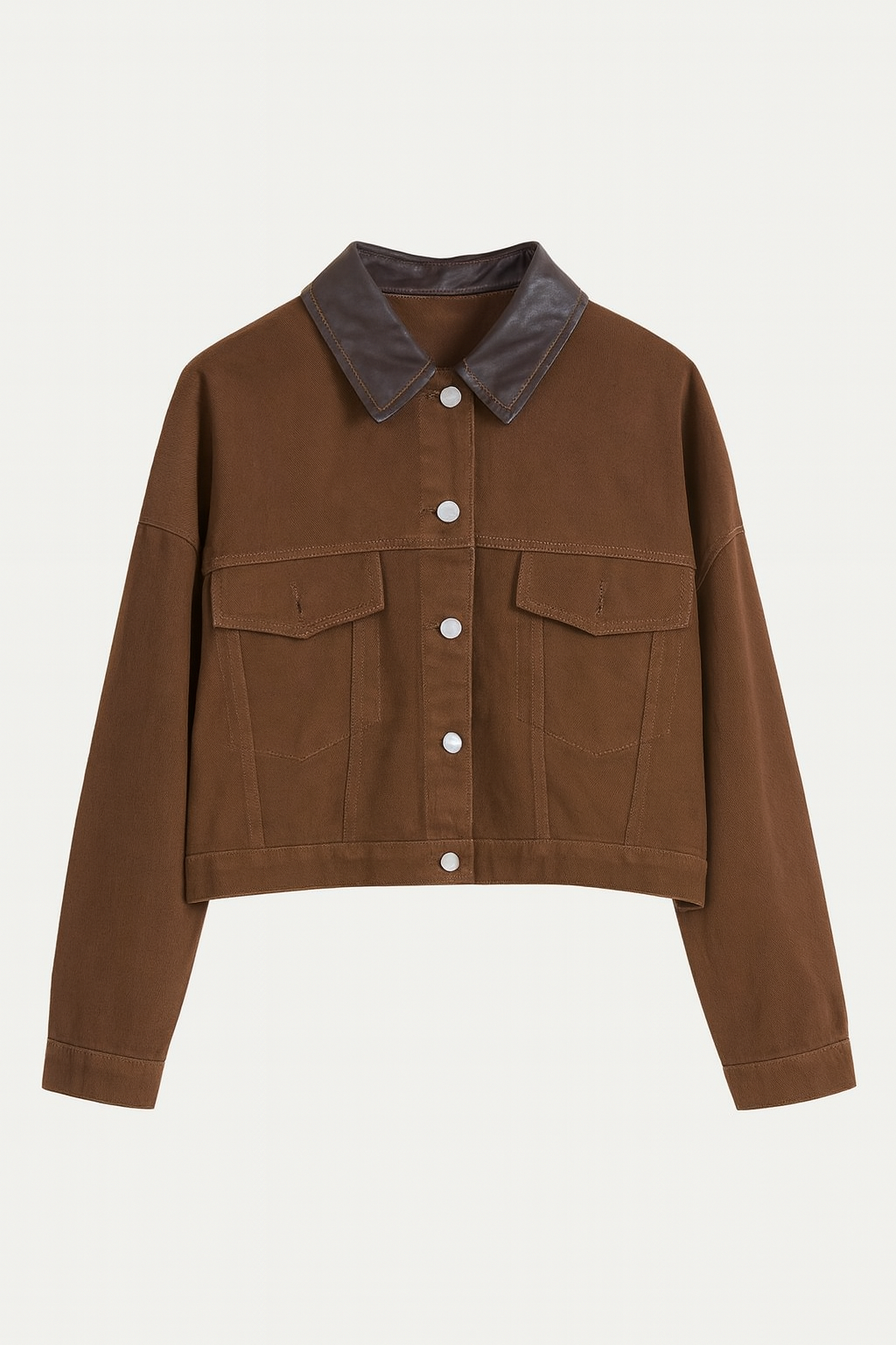 Giacca brown collo ecopelle