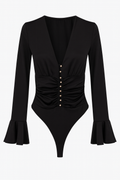 Body con bottoni oro e manica voilant