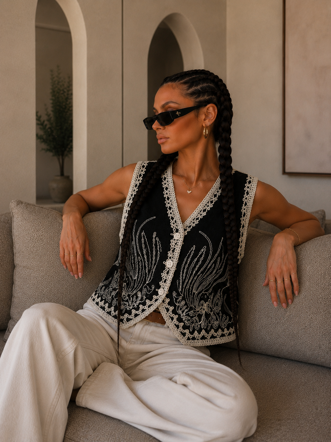Gilet Ricamato con Paillettes