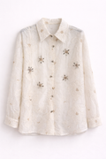 Camicia Ricamata Floreale con Dettagli Gioiello