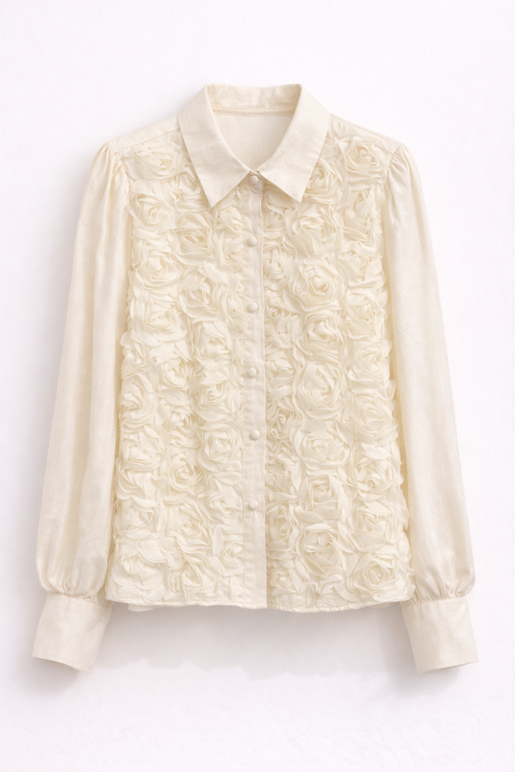 Camicia Roselline 3D Avorio