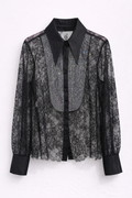 Camicia in Pizzo Nero con Inserto Gioiello