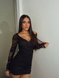 Abito glitter con scollo a cuore