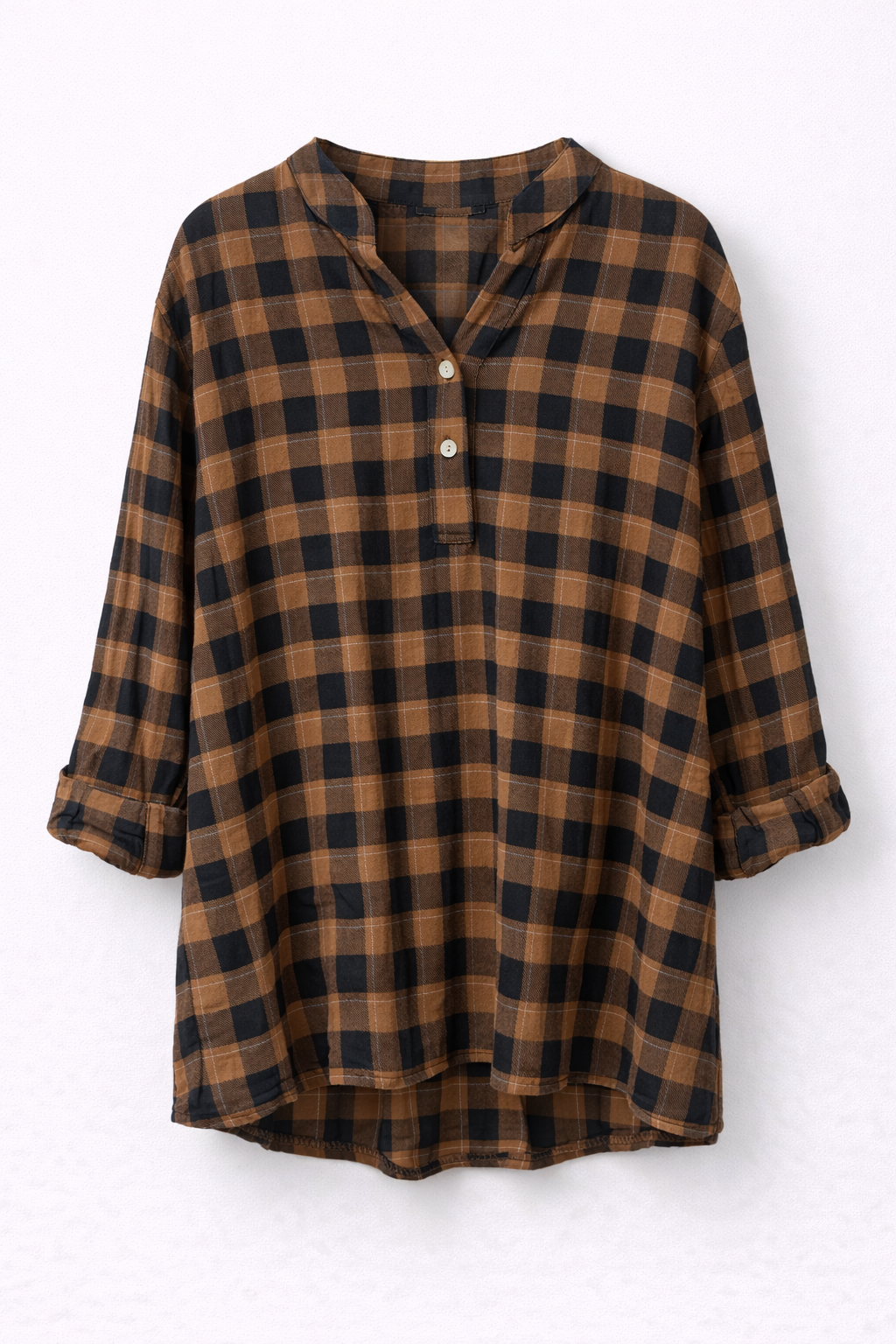 Camicia Check Marrone e Nero Oversize