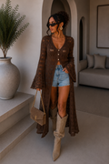 Cardigan lungo traforato