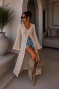 Cardigan lungo traforato