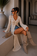Cardigan lungo traforato