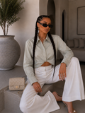 Camicia crop con strass e bottoni gioiello
