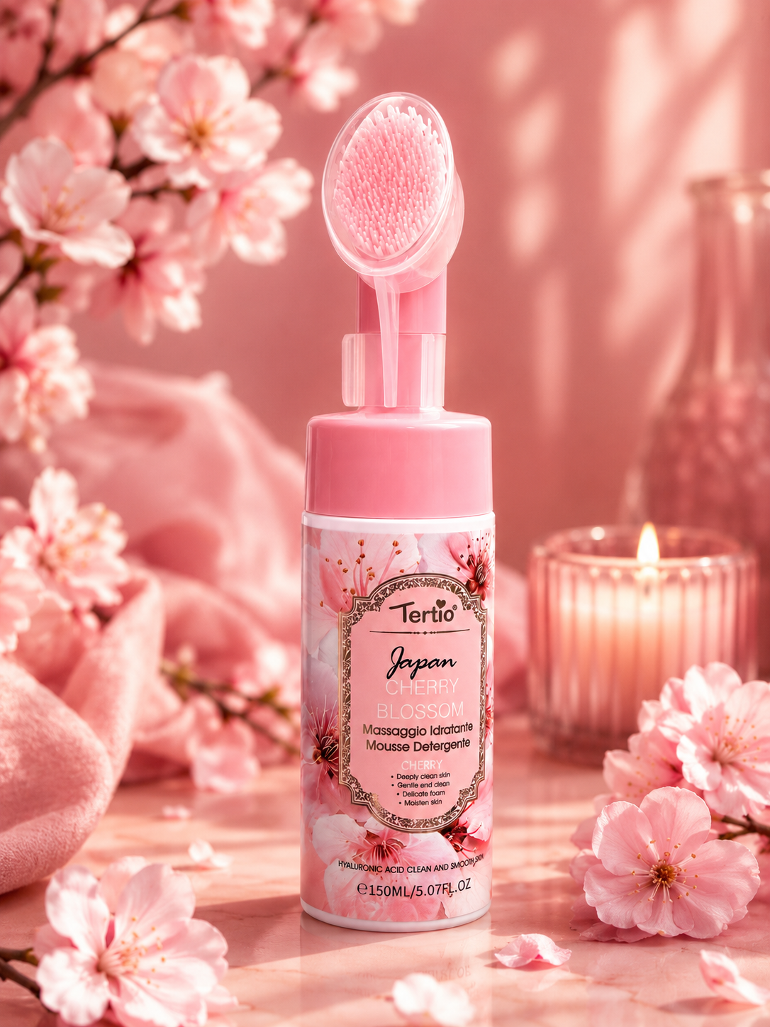 Japan Cherry Blossom – Mousse Detergente Idratante con Spazzola Soft Touch