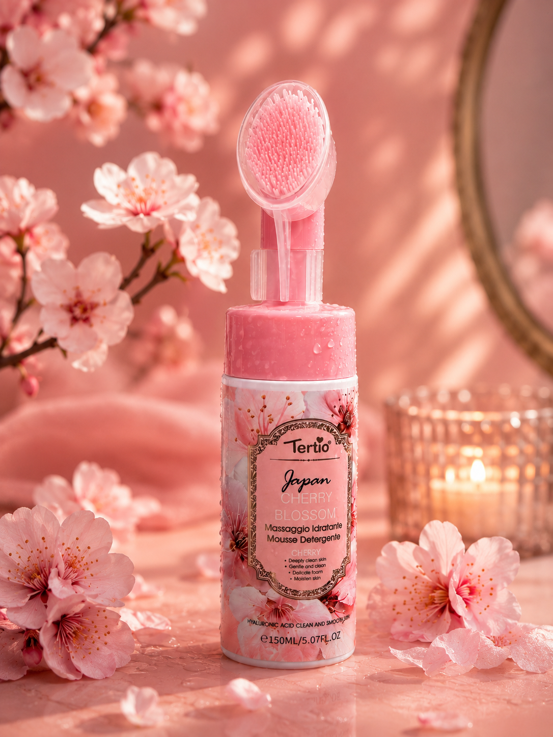 Japan Cherry Blossom – Mousse Detergente Idratante con Spazzola Soft Touch