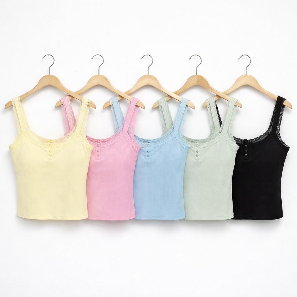 Top Lace Basic con bottoncini