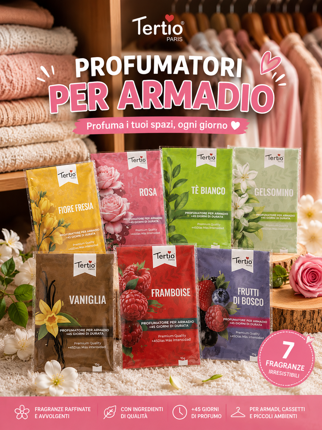 Profumatore per armadio vari gusti