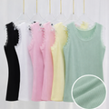 Top smanicato a zig zag con pizzo