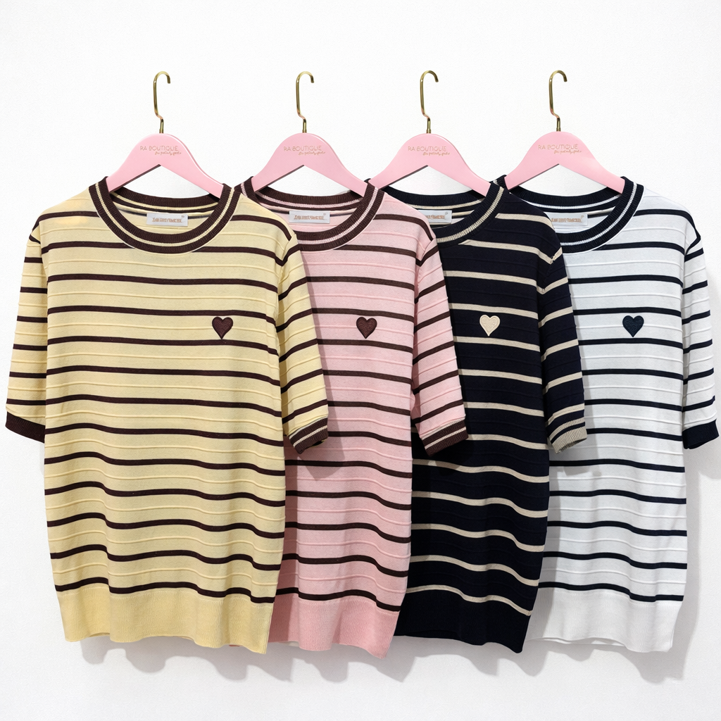 Maglia Knit Stripes Heart