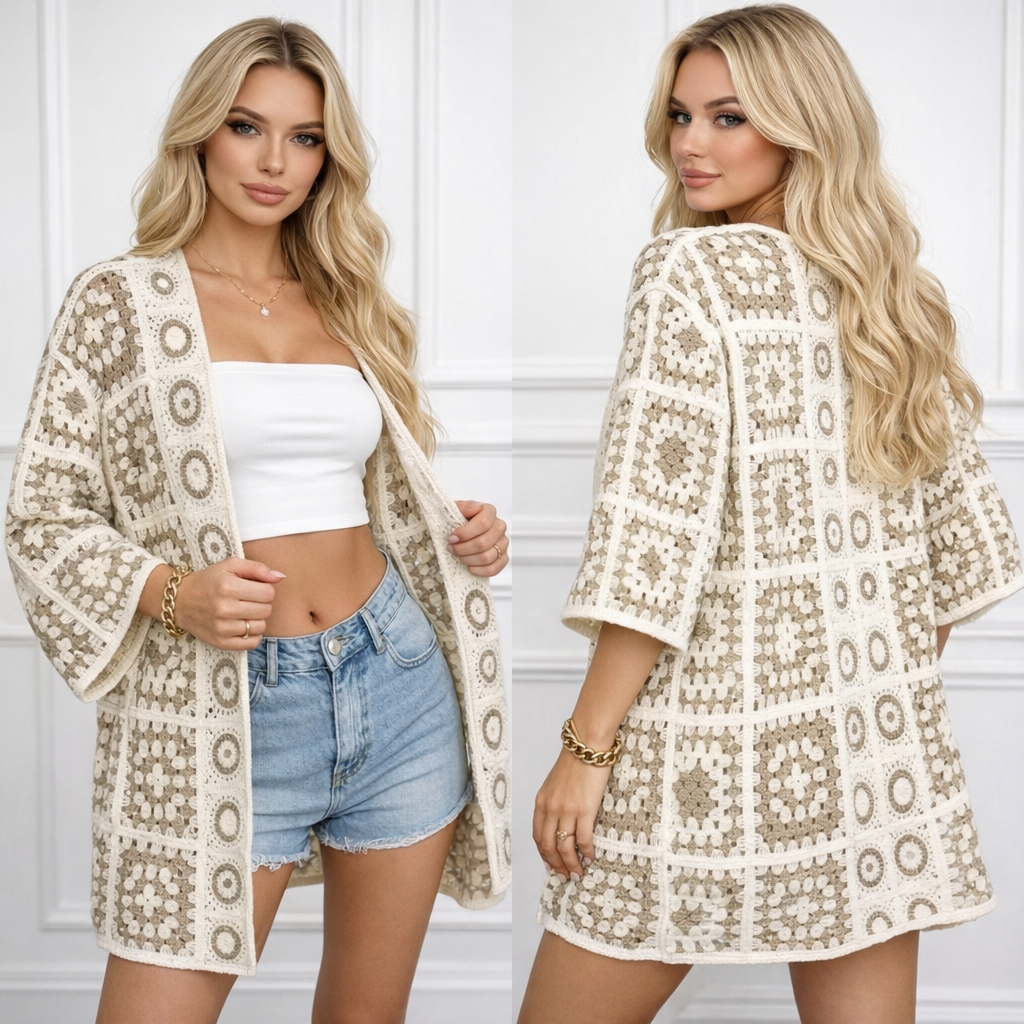 Cardigan Crochet Boho Chic