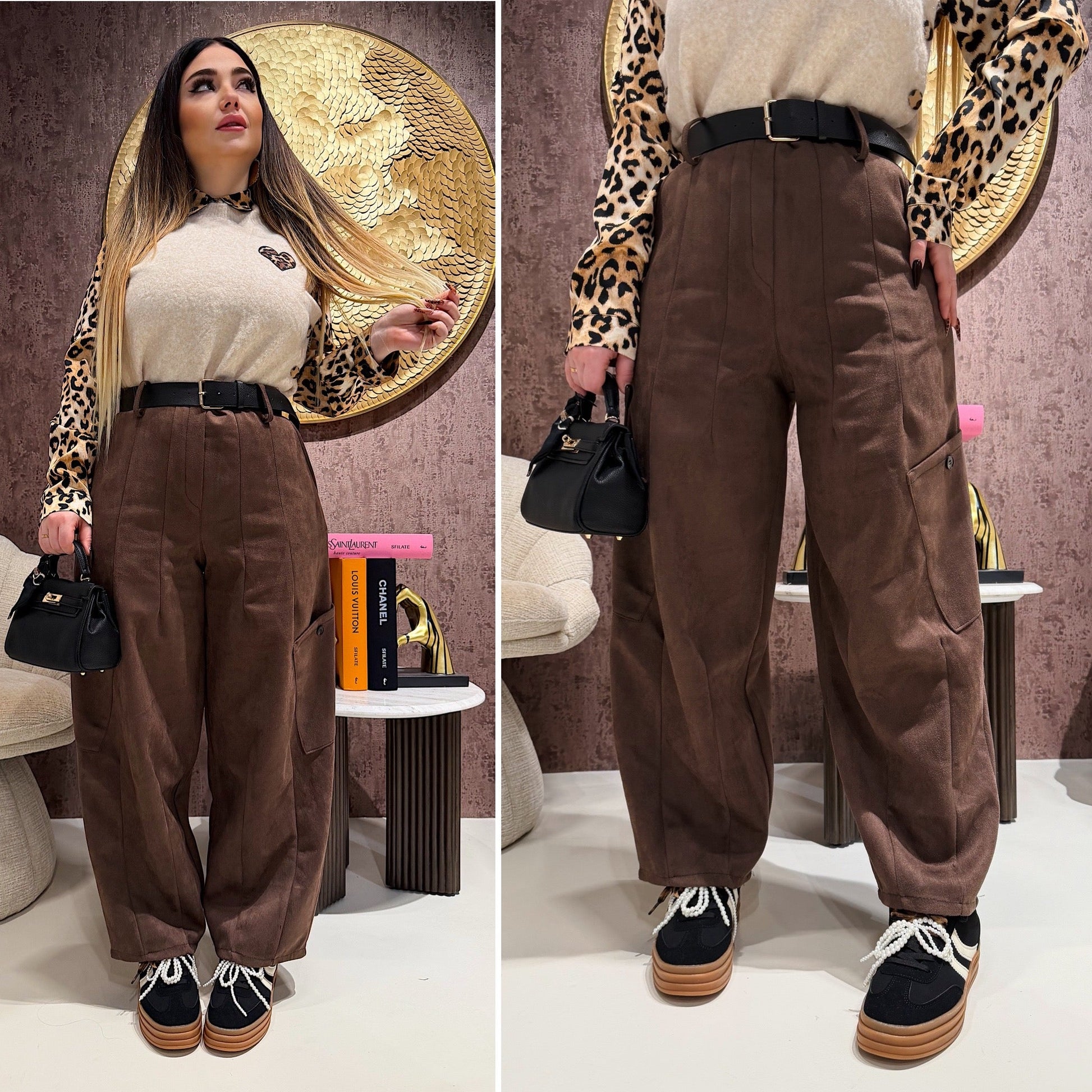 Pantalone ballon con cintura e tasche laterali