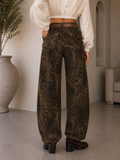 Jeans Ballon animalier con cintura e borchie