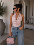 Body drappeggiato con scollo ad anello