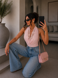 Body drappeggiato con scollo ad anello