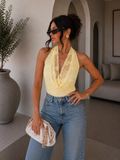 Body drappeggiato con scollo ad anello