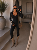 Tuta in lycra con scollo a U