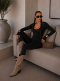 Tuta in lycra con scollo a U