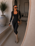 Tuta in lycra con scollo a U